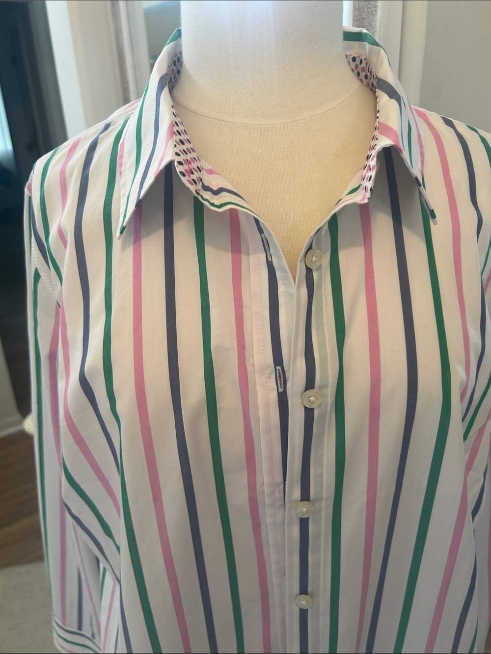 NWT TALBOTS SZ 2X Multicolor Striped Button down shirt - Picture 2 of 9